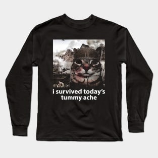 i survived today’s tummy ache unisex meme Long Sleeve T-Shirt